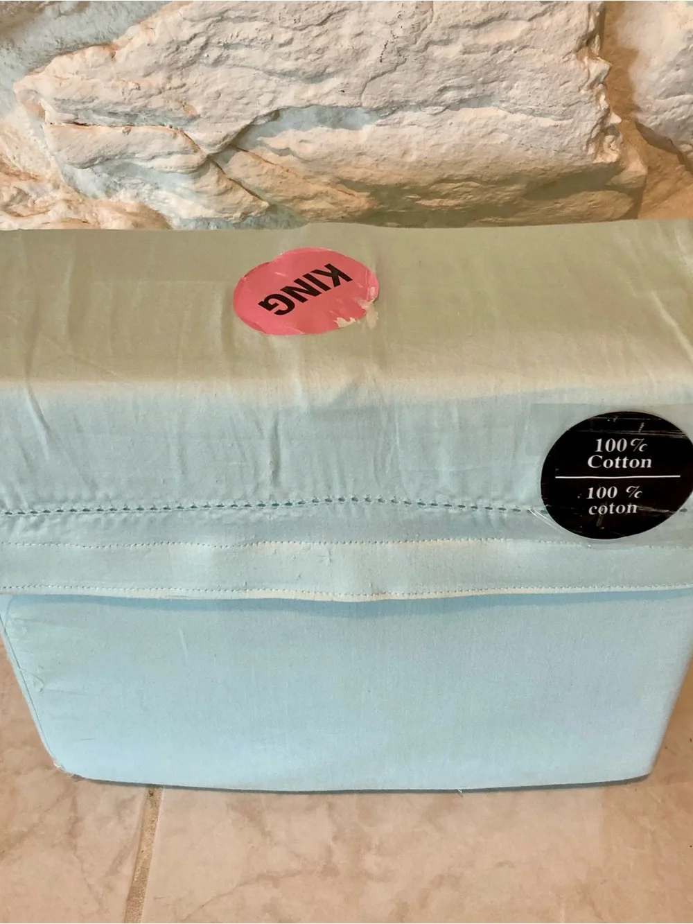 NWOT kate spade king sized 100% cotton sateen sheet set in powder blue
